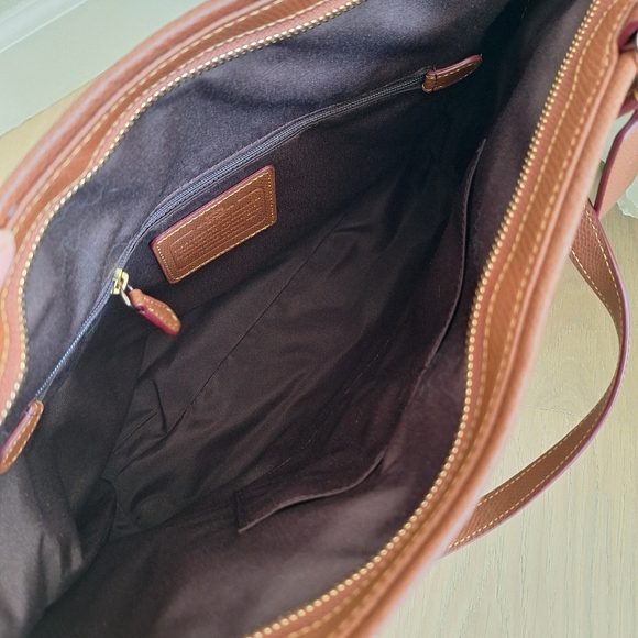 NWT Coach khaki/saddle Peyton zip top tote F33998 - Picture 5 of 7